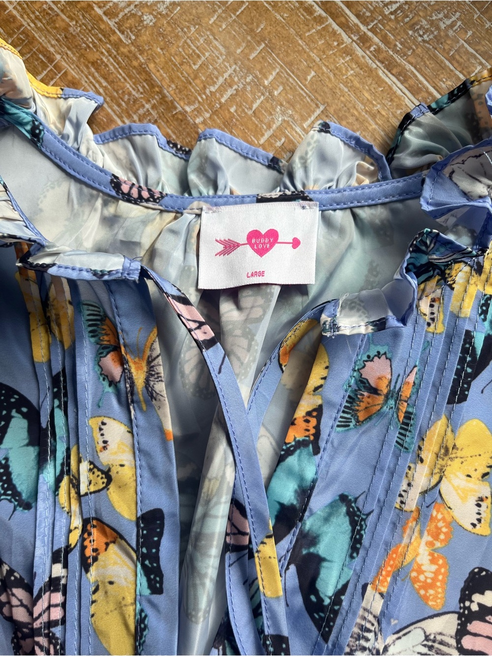 Buddy Love Women's Light Blue Butterfly Print Short Dress - Picture 6 of 8